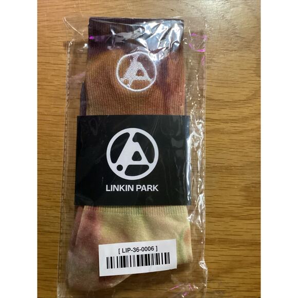 Linkin Park FZ Brown Tie Dye Embroidered Socks From Zero Album - Picture 1 of 4